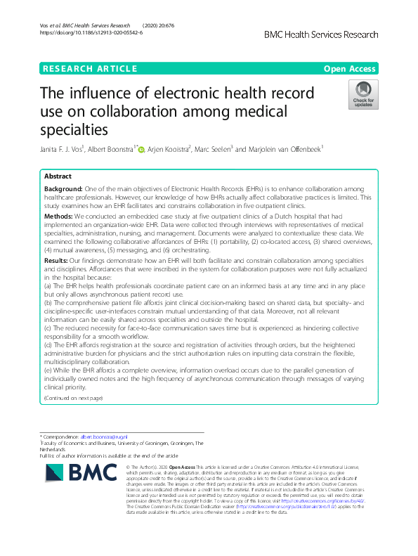 (PDF) The influence of electronic health record use on collaboration ...