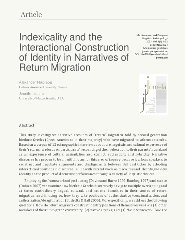 (PDF) Indexicality and the Interactional Construction of Identity in ...
