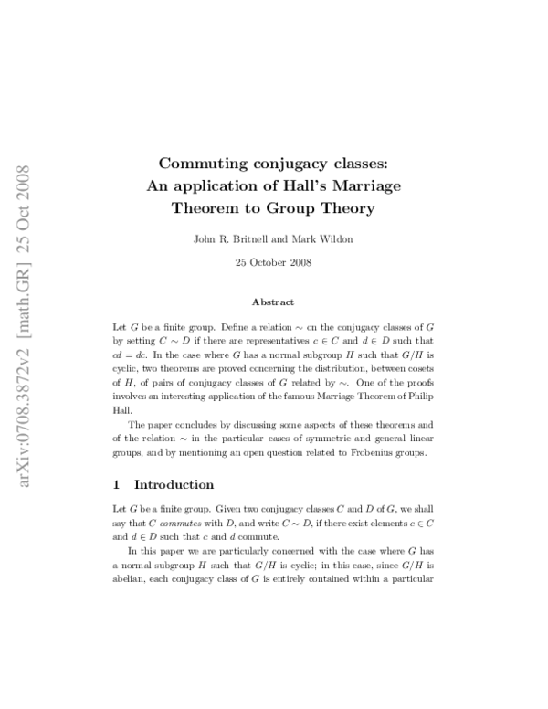  pdf commuting conjugacy classes an application of hall s marriage