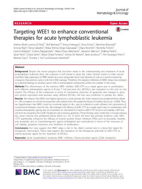 (PDF) Targeting WEE1 to enhance conventional therapies for acute ...