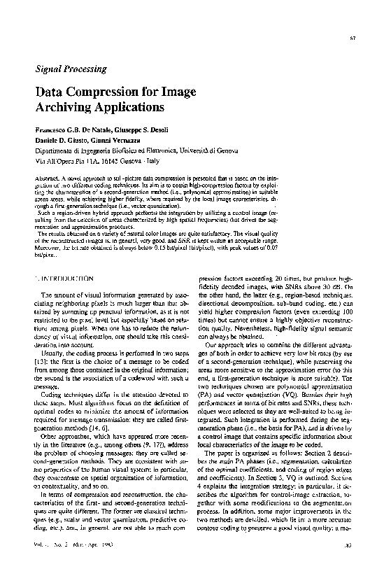 (PDF) Data Compression for Image Archiving Applications