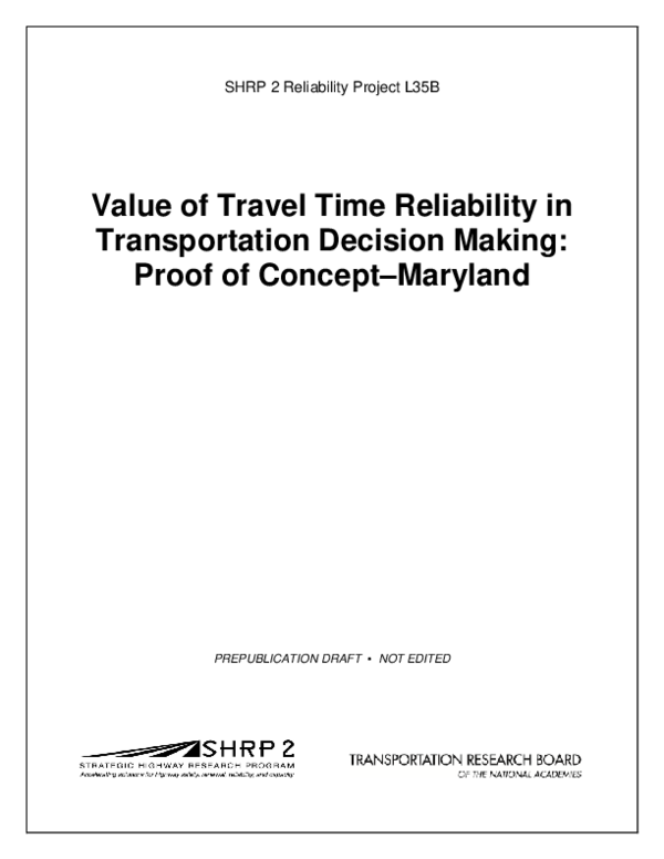 (PDF) Value of Travel Time Reliability in Transportation Decision ...