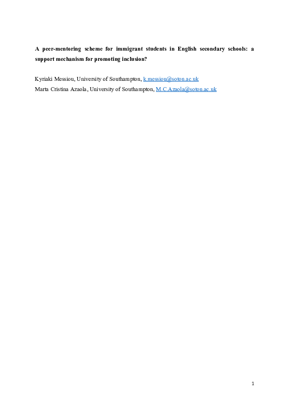 (DOC) A peer-mentoring scheme for immigrant students in English ...