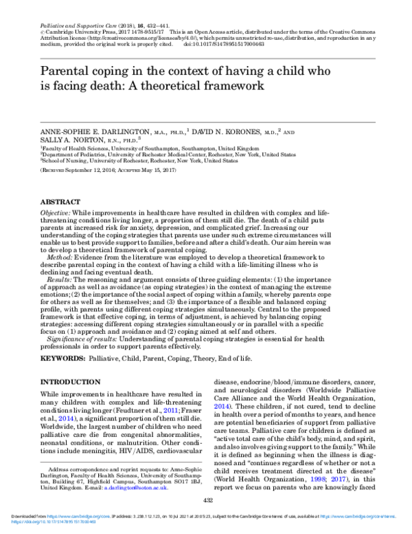 (PDF) Parental coping in the context of having a child who is facing ...