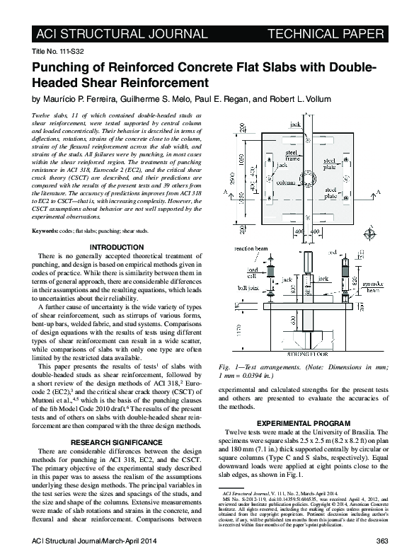 (PDF) Punching of Reinforced Concrete Flat Slabs with Double-Headed ...