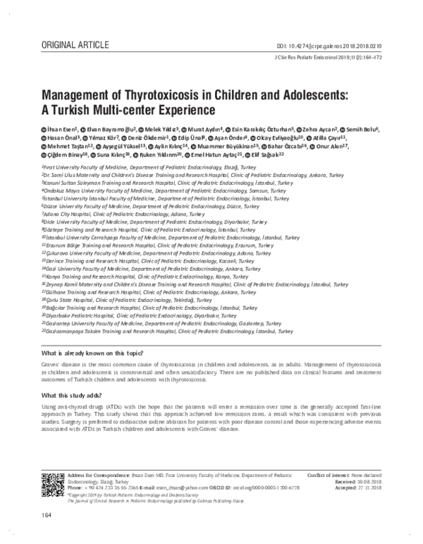 (PDF) Management of thyrotoxicosis in children and adolescence: a ...