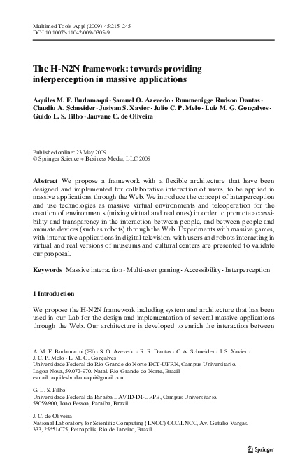 (PDF) The H-N2N framework: towards providing interperception in massive ...