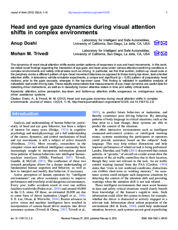 (PDF) Head and eye gaze dynamics during visual attention shifts in ...