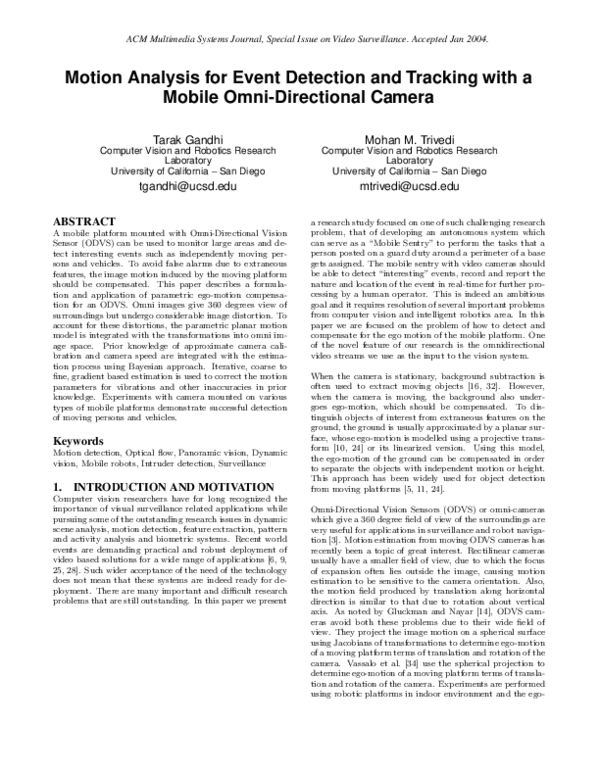 (PDF) Motion analysis for event detection and tracking with a mobile ...