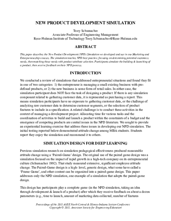 (PDF) New product development simulation