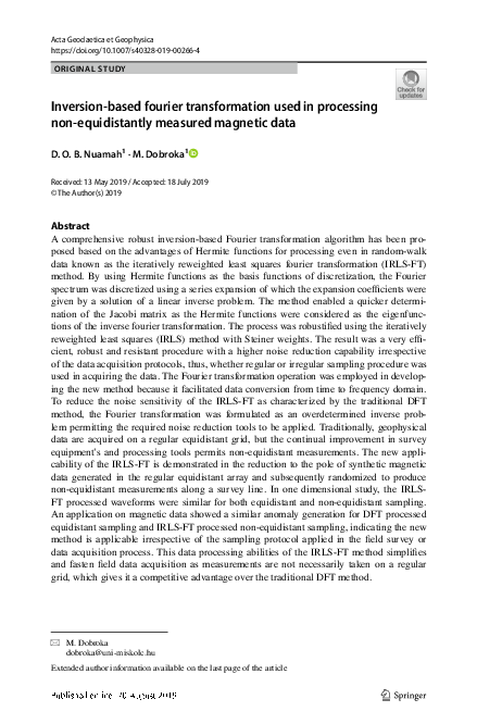 (PDF) Inversion-based fourier transformation used in processing non ...