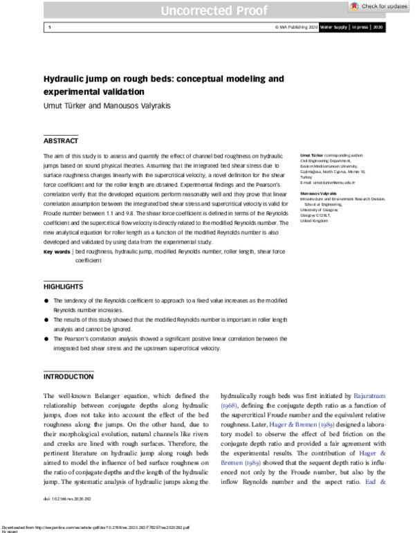 (PDF) Hydraulic jump on rough beds: conceptual modeling and ...