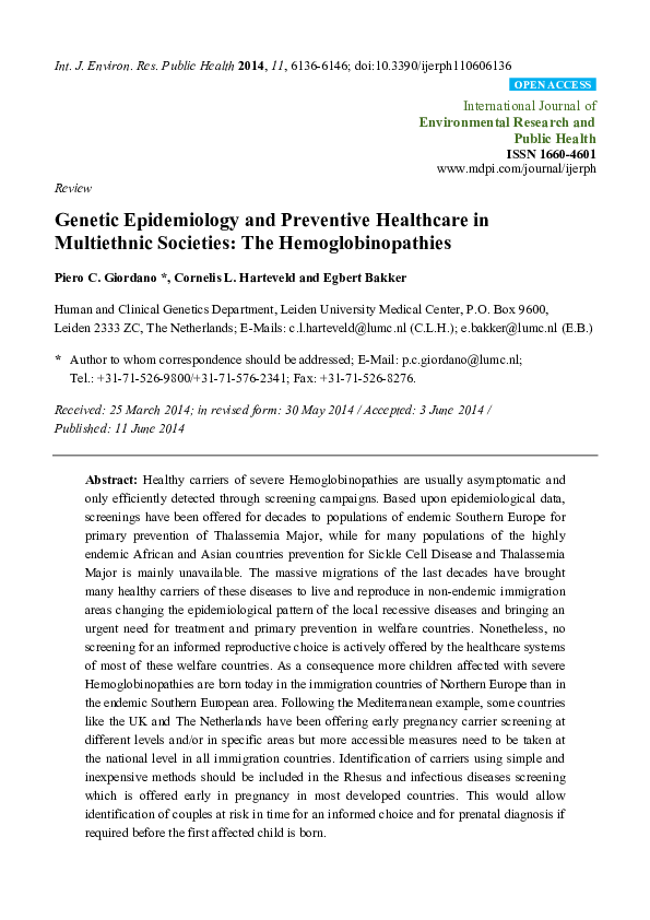 (PDF) Genetic Epidemiology and Preventive Healthcare in Multiethnic ...