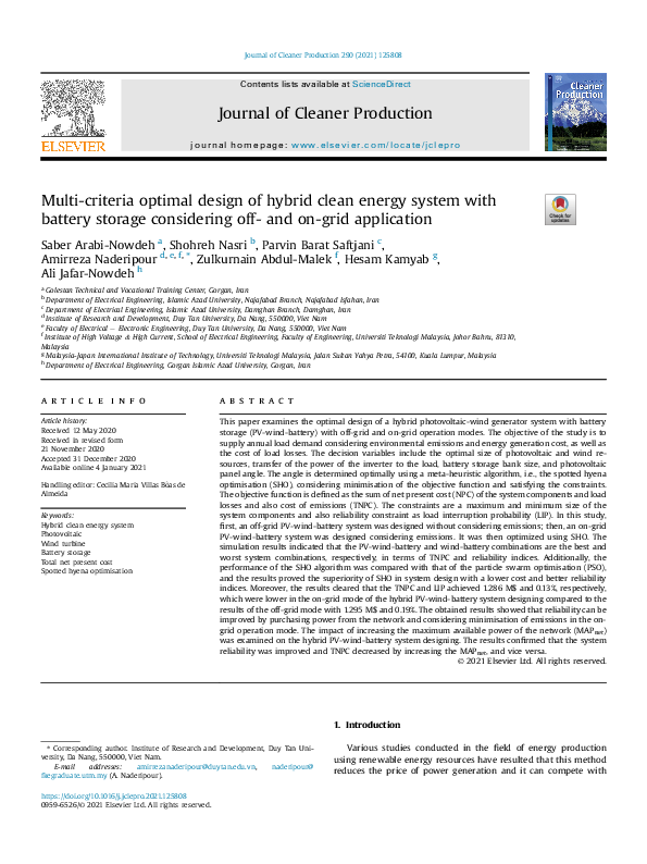 (PDF) Multi-criteria optimal design of hybrid clean energy system with ...