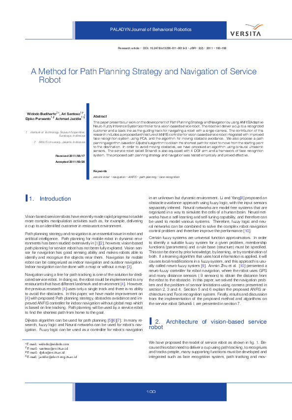 (PDF) A method for path planning strategy and navigation of service robot