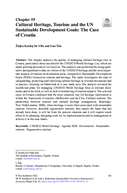 (PDF) Cultural Heritage, Tourism and the UN Sustainable Development ...