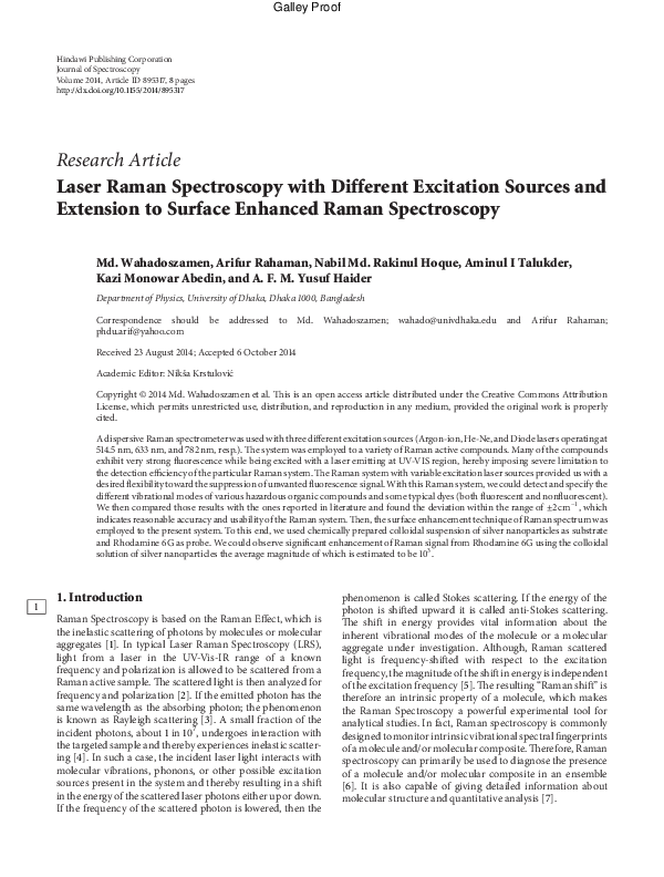 (PDF) Research Article Laser Raman Spectroscopy with Different ...