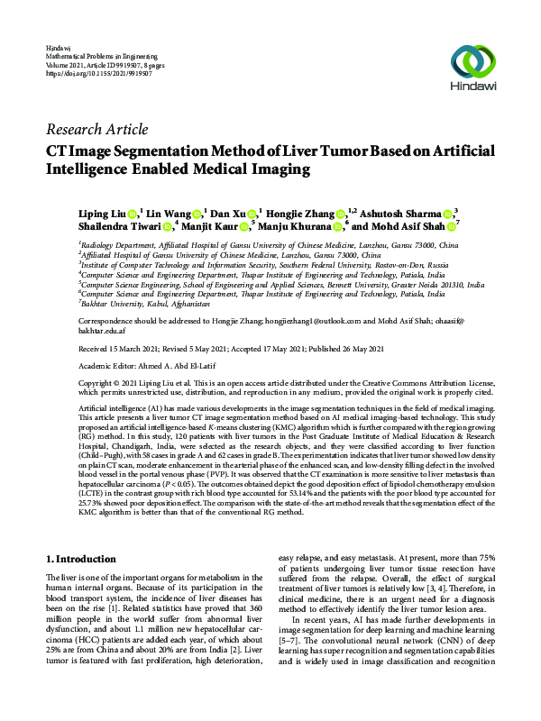 (PDF) CT Image Segmentation Method of Liver Tumor Based on Artificial ...