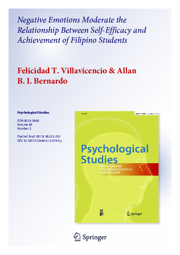(PDF) Negative Emotions Moderate the Relationship Between Self-Efficacy ...