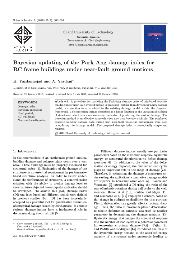(PDF) Bayesian updating of the Park-Ang damage index for RC frame ...