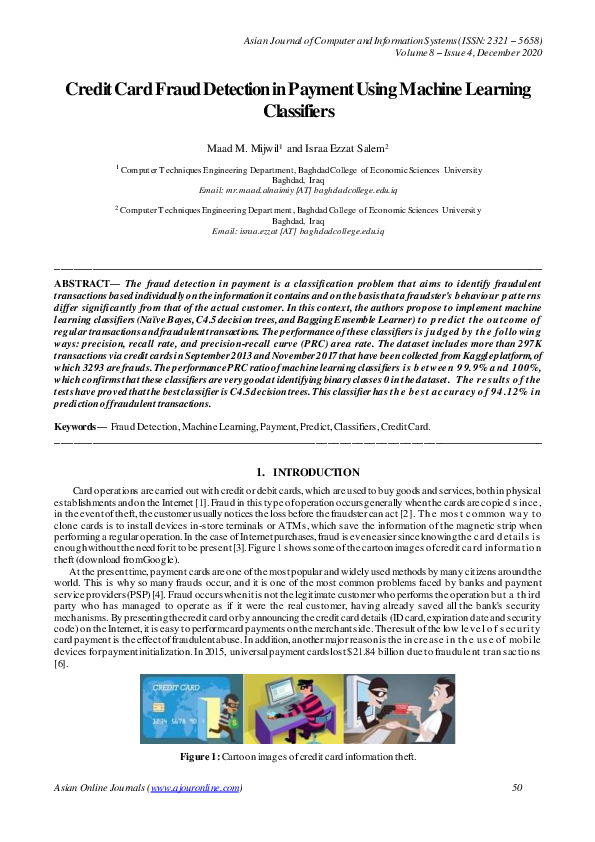 (PDF) Credit Card Fraud Detection in Payment Using Machine Learning ...