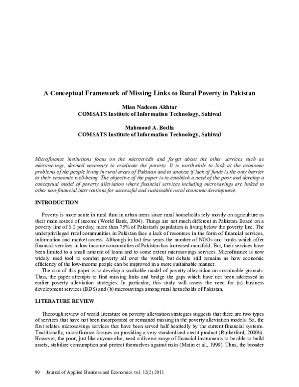 (PDF) A Conceptual Framework of Missing Links to Rural Poverty in Pakistan