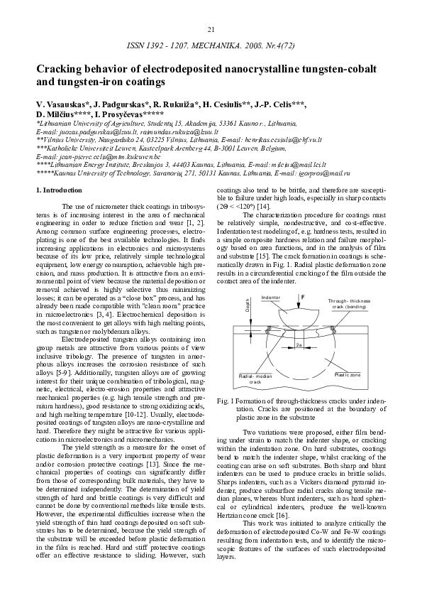 (PDF) Cracking behavior of electrodeposited nanocrystalline tungsten ...