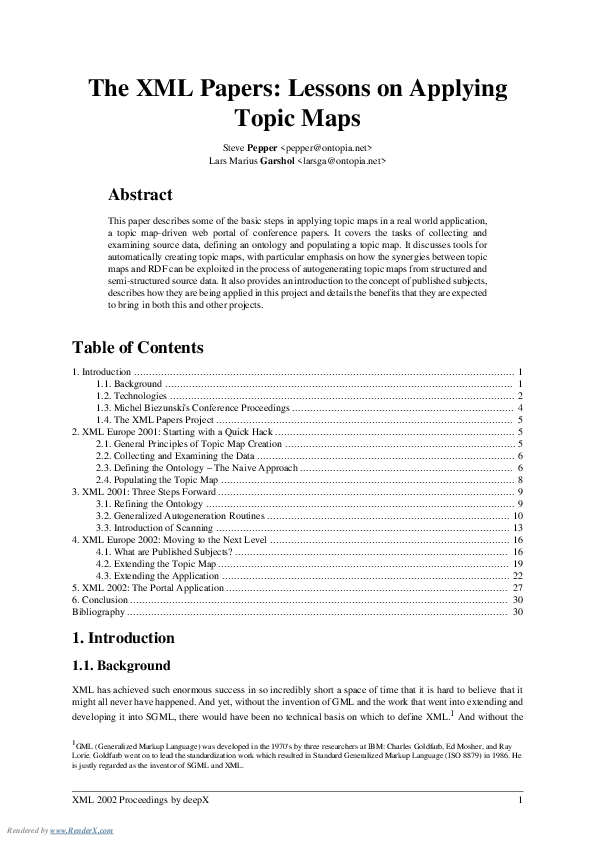 (PDF) The XML Papers: Lessons on Applying Topic Maps