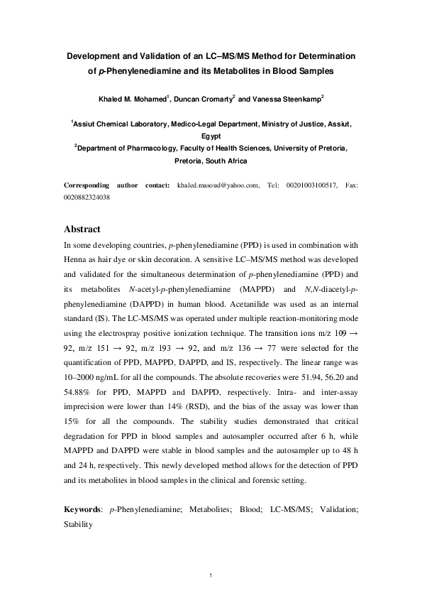 (PDF) Development and validation of an LC–MS/MS method for ...