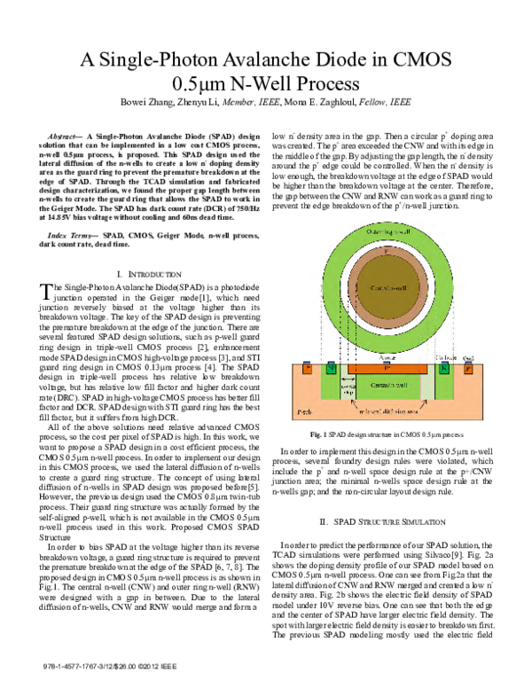 (PDF) A Single-Photon Avalanche Diode in CMOS 0.5μm n-well process