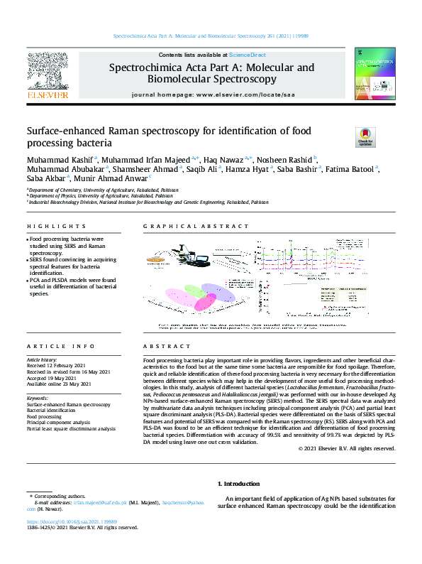 (PDF) Surface-enhanced Raman spectroscopy for identification of food ...