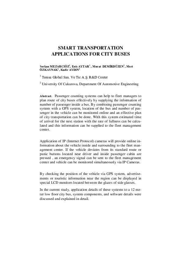 (PDF) Smart Transportation Applications for City Buses