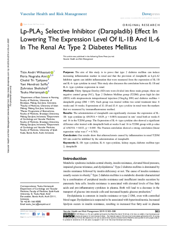 (PDF) Lp-PLA2 Selective Inhibitor (Darapladib) Effect In Lowering The ...