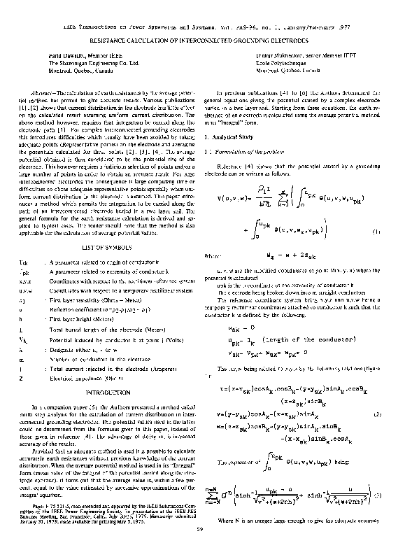 (PDF) Resistance calculation of interconnected grounding electrodes