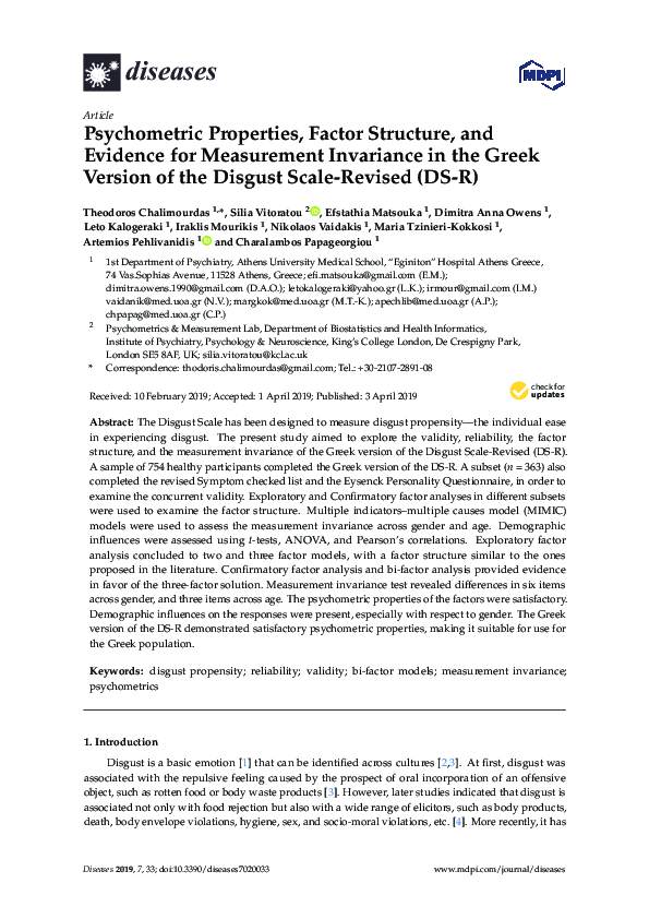 (PDF) Psychometric Properties, Factor Structure, and Evidence for ...