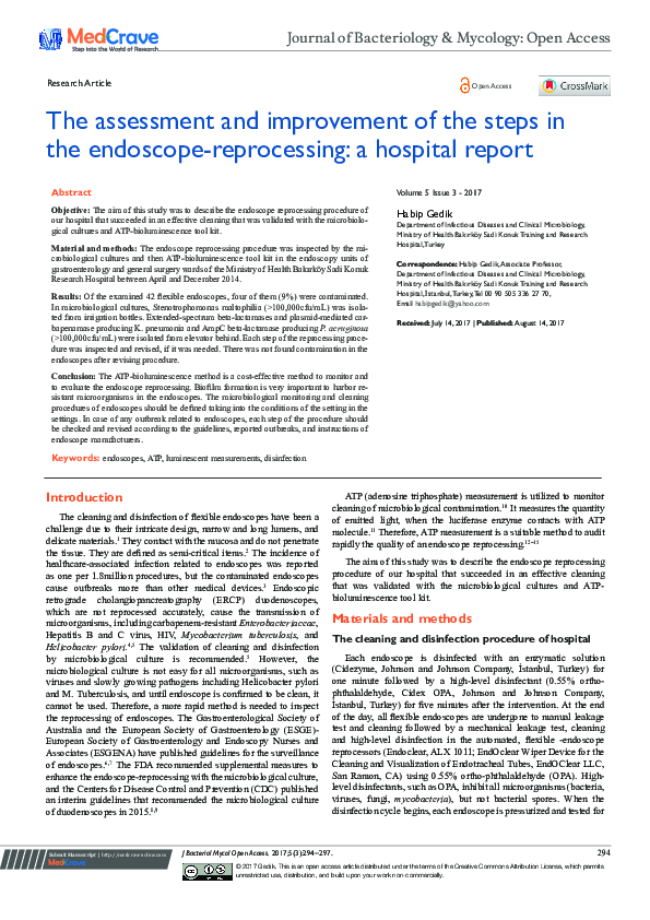 (PDF) The Assessment and Improvement of the Steps in the Endoscope