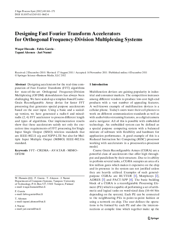 (PDF) Designing Fast Fourier Transform Accelerators for Orthogonal ...