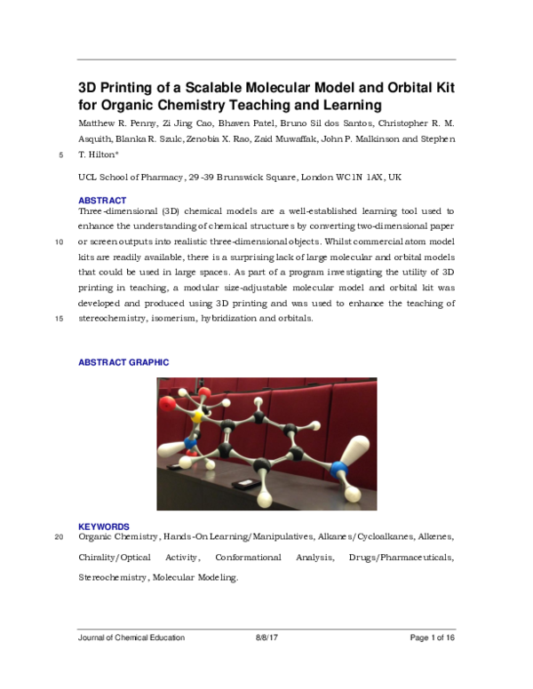 (PDF) Three-Dimensional Printing of a Scalable Molecular Model and ...