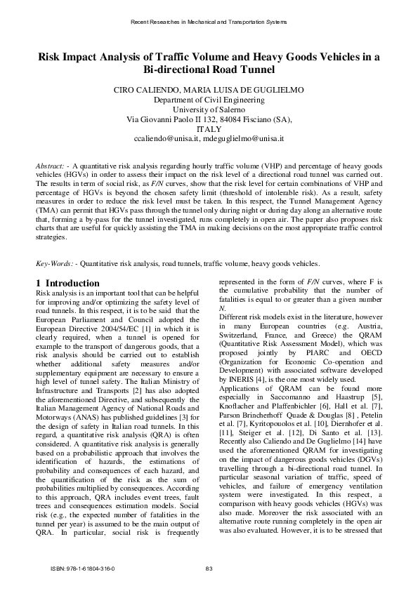 (PDF) Risk Impact Analysis of Traffic Volume and Heavy Goods Vehicles ...