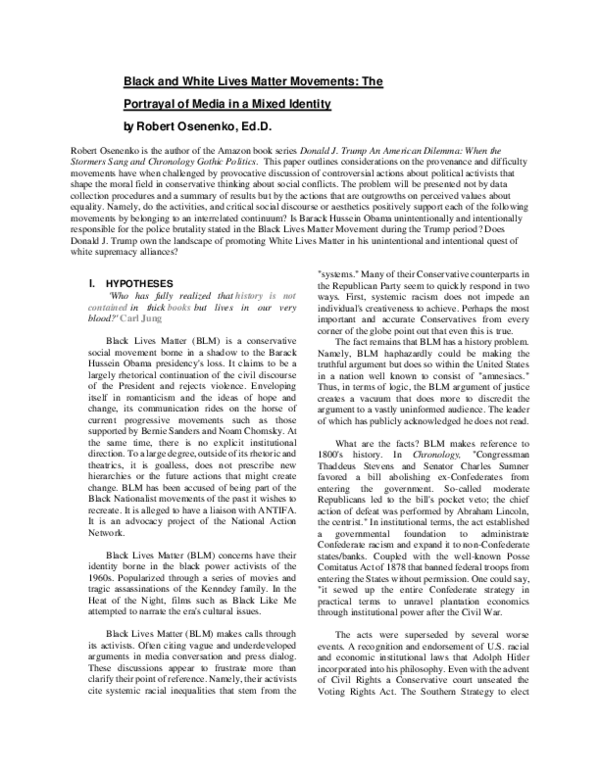 (PDF) Black and White Lives Matter Movements
