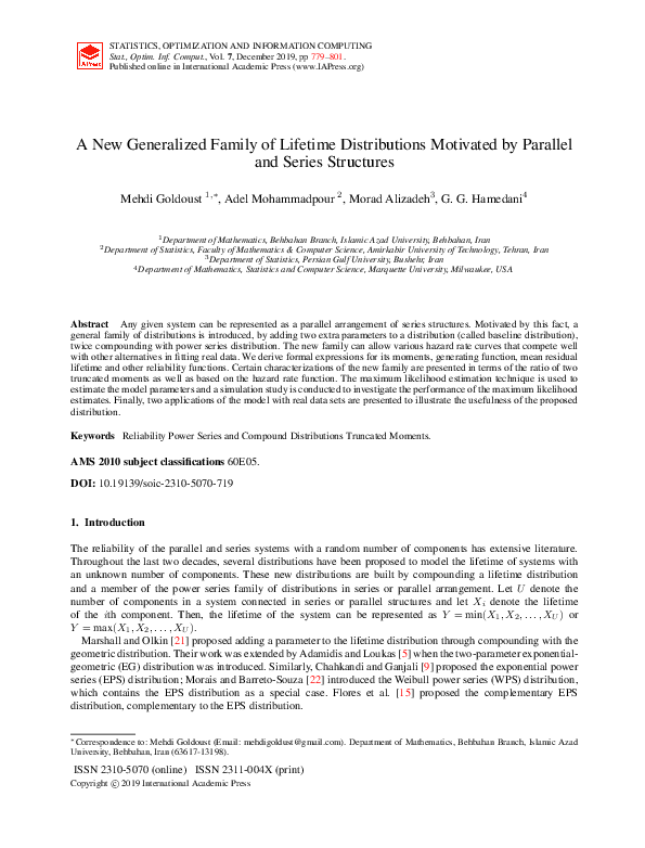 (PDF) A New Generalized Family of Lifetime Distributions Motivated by ...