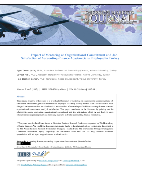 (PDF) Impact of Mentoring on Organizational Commitment and Job ...