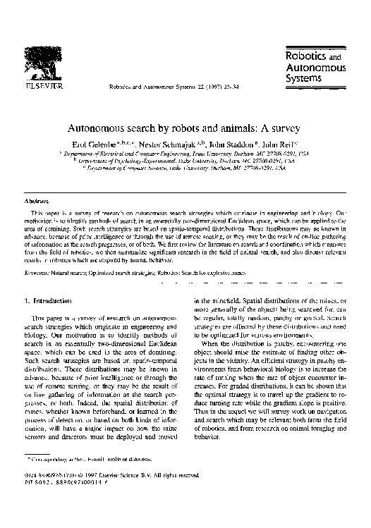 (PDF) Autonomous search by robots and animals: A survey