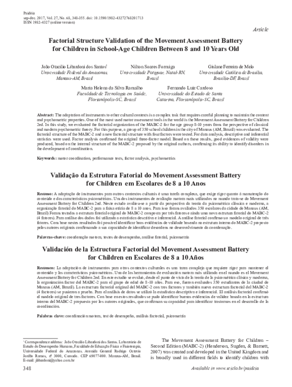 (PDF) Factorial Structure Validation of the Movement Assessment Battery ...