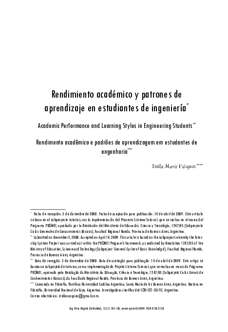 (PDF) Academic Performance and Learning Styles in Engineering Students