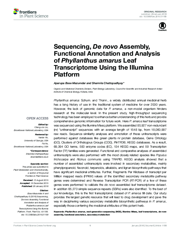 (PDF) Sequencing, De novo Assembly, Functional Annotation and Analysis ...