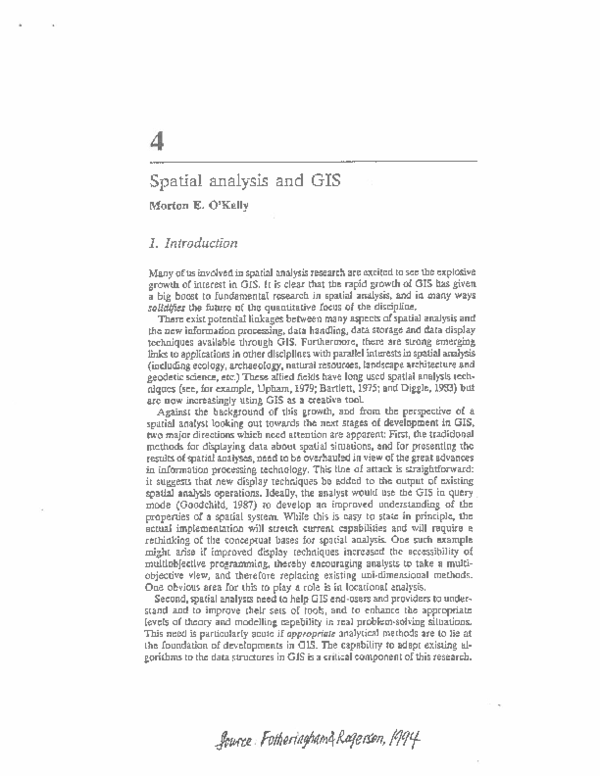 (PDF) Spatial analysis and GIS