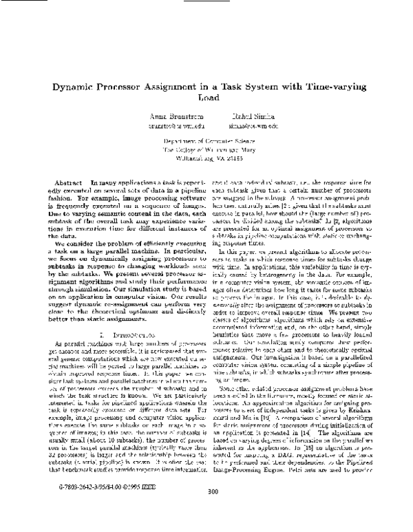 (PDF) Dynamic processor assignment in a task system with time-varying load