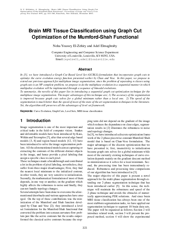 (PDF) Brain MRI tissue classification using graph cut optimization of ...