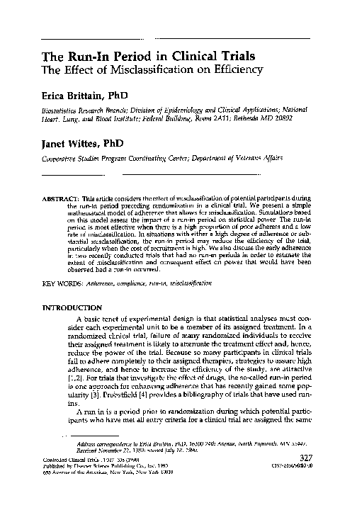 (PDF) The run-in period in clinical trials